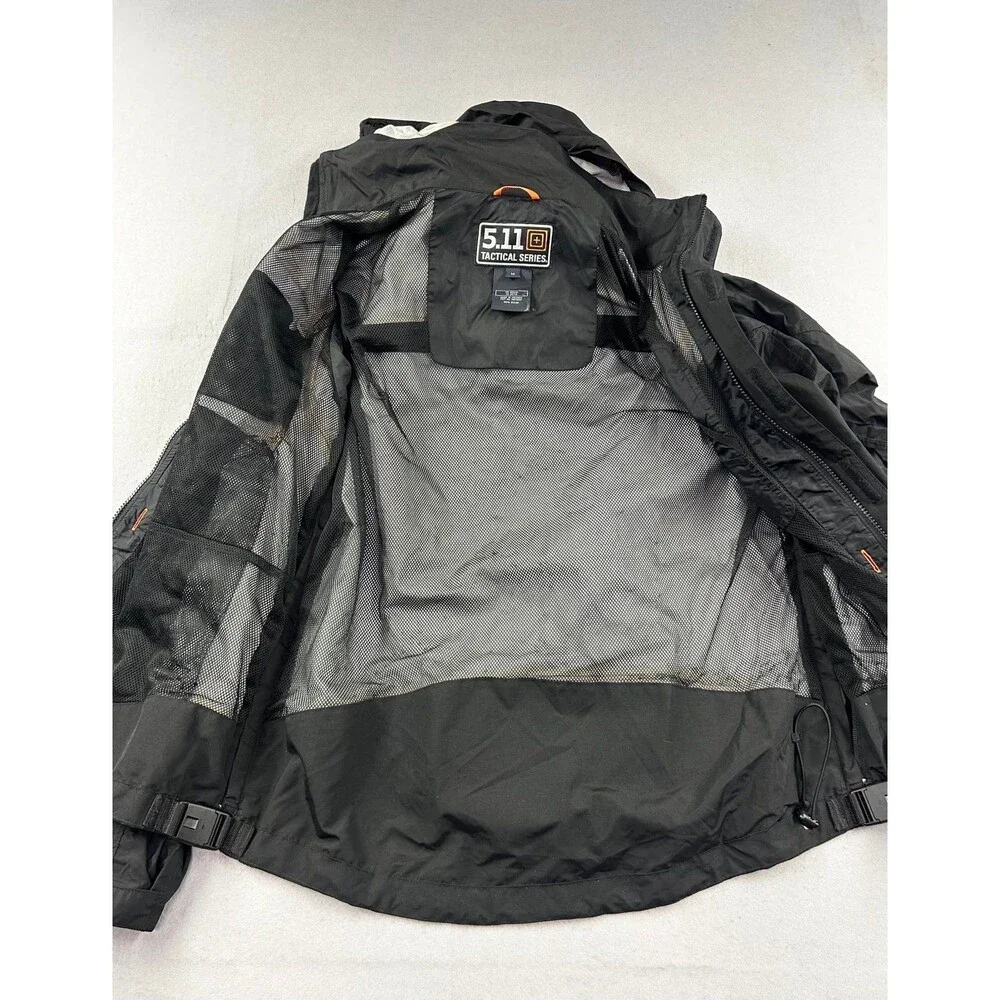 5.11 Tactical Mens Tac Dry Rain Shell Waterproof Patrol Gear BLK Hooded Jacket